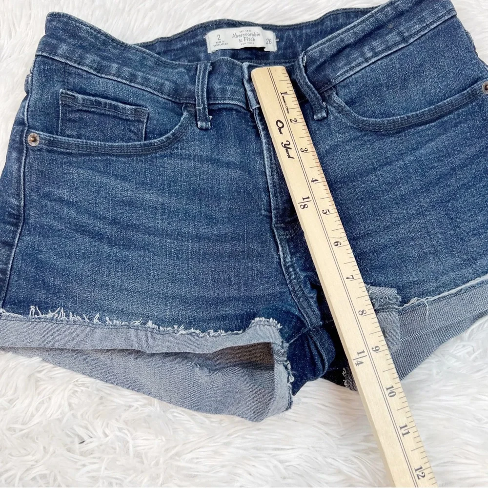 Abercrombie and Fitch‎ raw hem denim shorts roll in blue